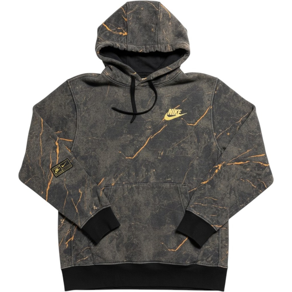 Nike Sportswear Acid Wash Marble Splatter Hoodie Grey Orange Mens Small